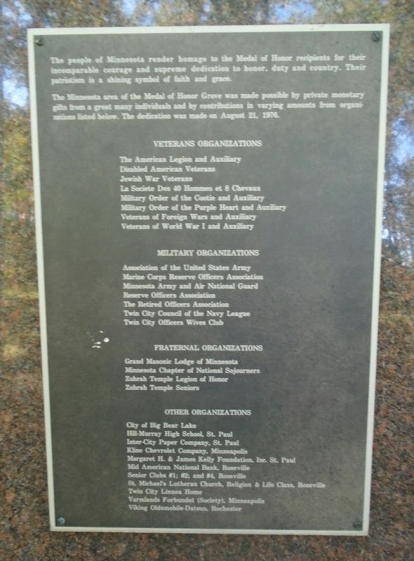 Minnesota Medal of Honor Recipients Sponsors Marker image. Click for full size.