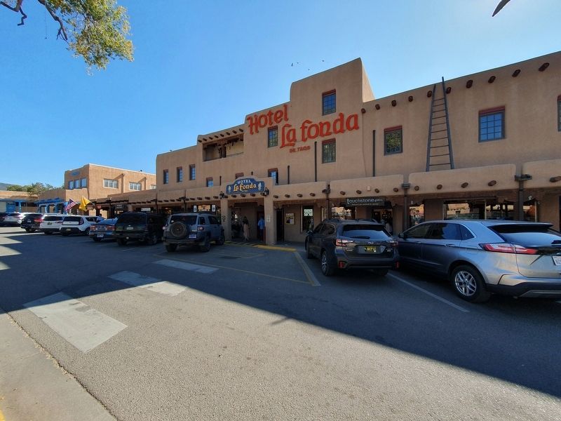 Hotel La Fonda de Taos and Marker. Click for full size. Hotel La Fonda de Taos and Marker image. Click for full size.