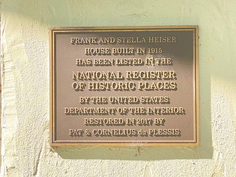 Frank and Stella Heiser House Marker image. Click for full size.