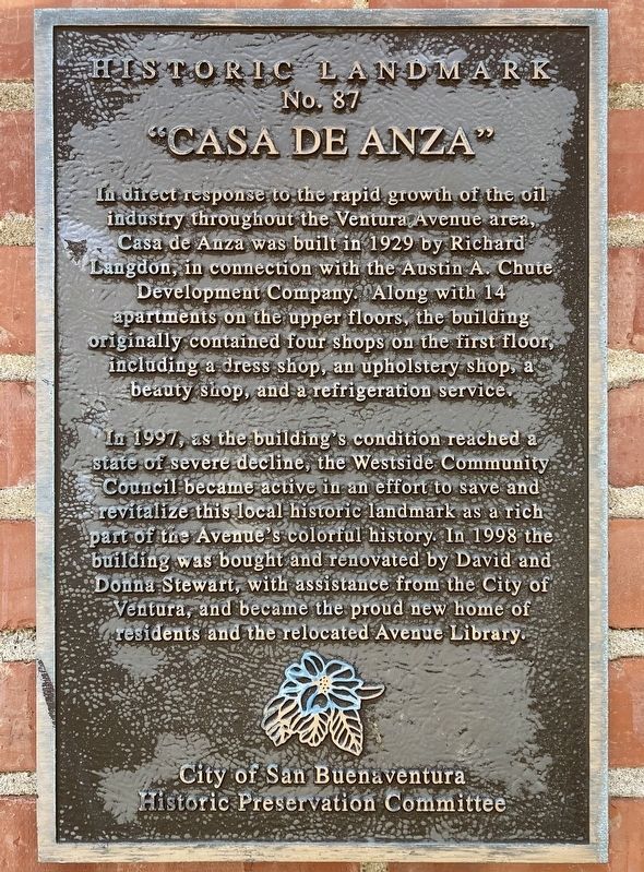 Casa de Anza Marker image. Click for full size.