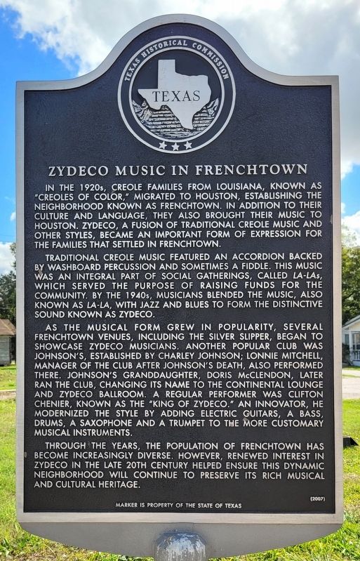 Zydeco Music in Frenchtown Marker image. Click for full size.