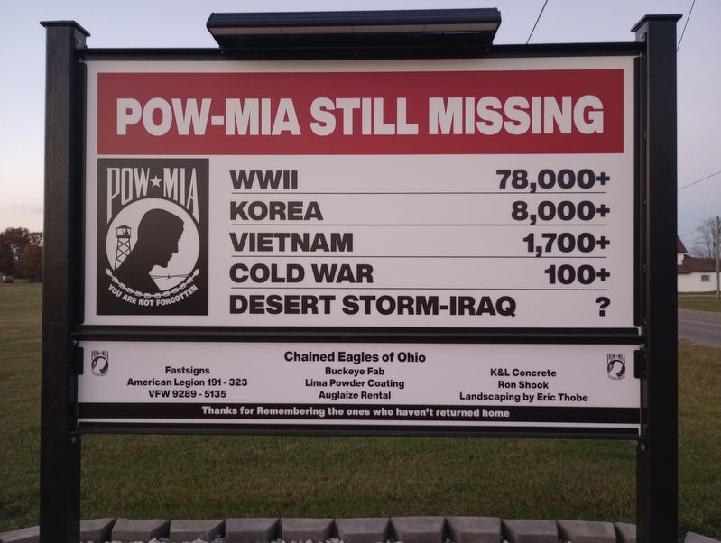 POW-MIA Still Missing side of marker image. Click for full size.