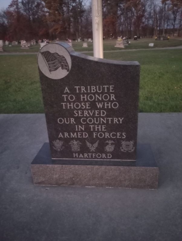 Hartford Cemetery Veterans Memorial Marker. Click for full size. Hartford Cemetery Veterans Memorial Marker image. Click for full size.