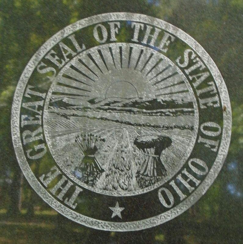 Ohio State Seal on Memorial Obelisk image. Click for full size.