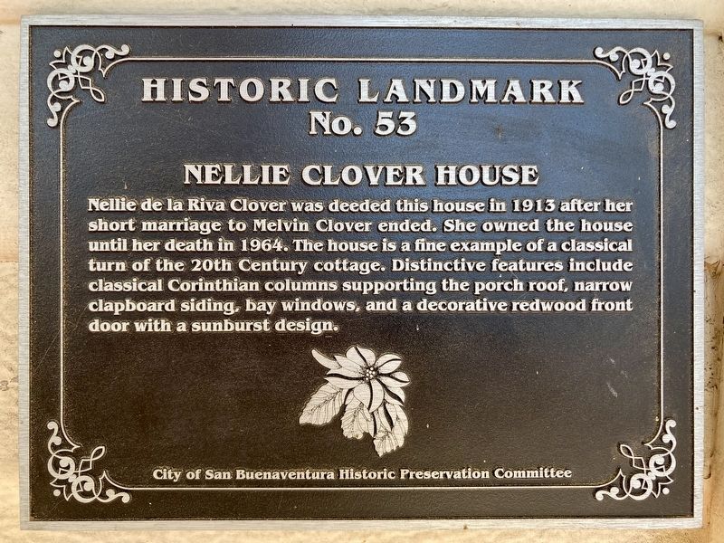 Nellie Clover House Marker image. Click for full size.