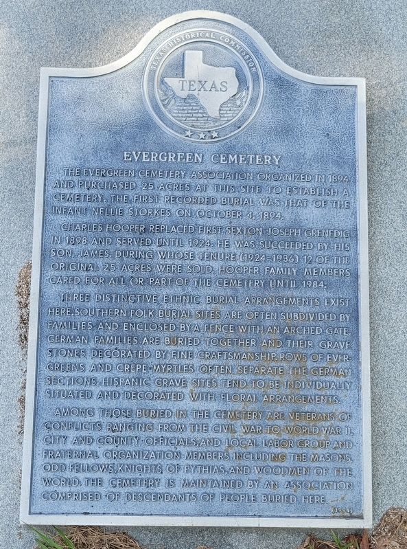 Evergreen Cemetery Marker image. Click for full size.