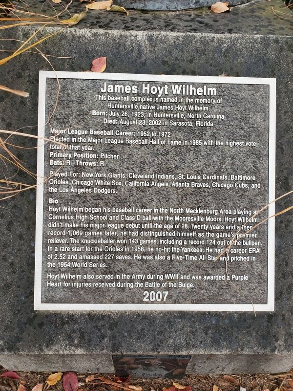 James Hoyt Wilhelm Marker. Click for full size. James Hoyt Wilhelm Marker image. Click for full size.