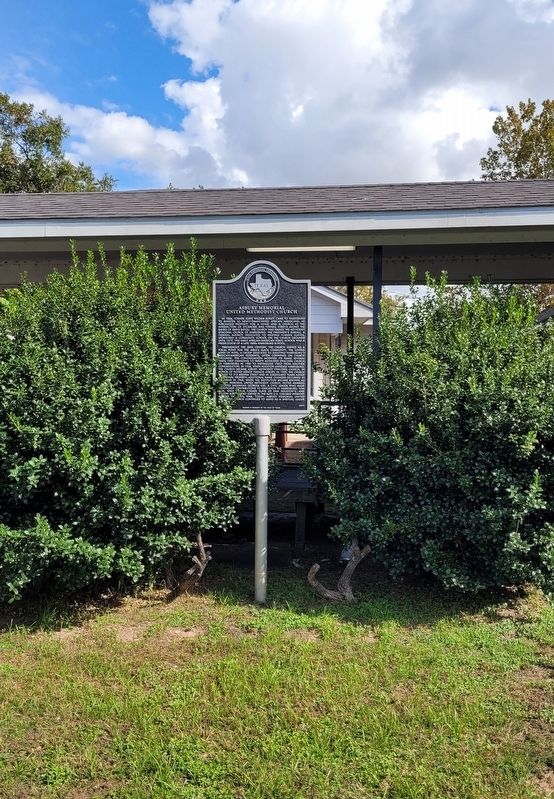 The view of the Asbury Memorial United Methodist Church Marker in the courtyard image. Click for full size.