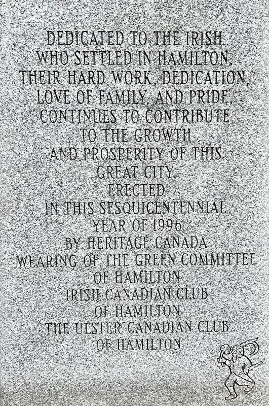 Dedicated to the Irish Who Settled in Hamilton Marker image. Click for full size.