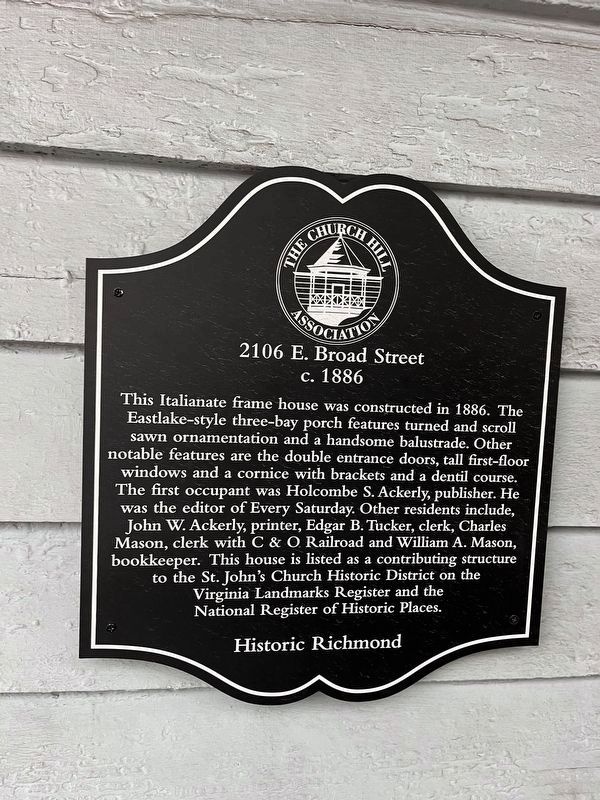 2106 E. Broad Street Marker image. Click for full size.