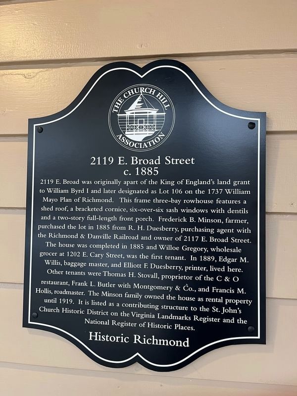 2119 E. Broad Street Marker image. Click for full size.