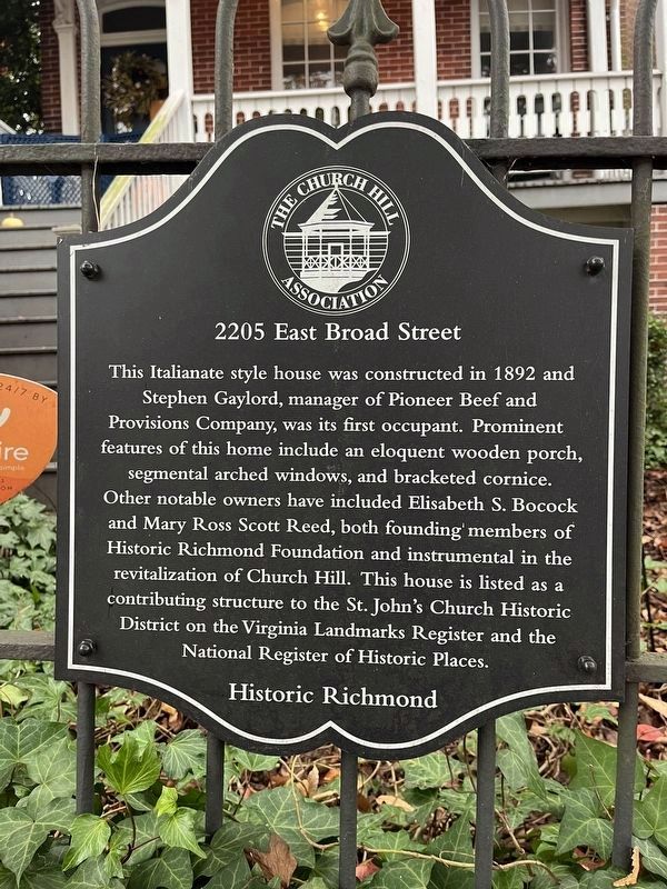 2205 East Broad Street Marker image. Click for full size.