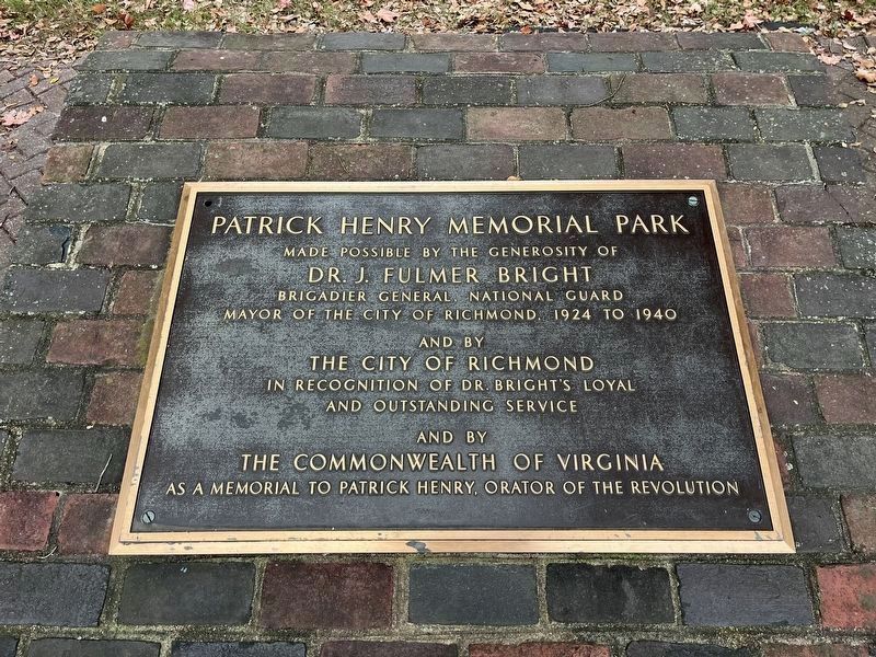 Patrick Henry Memorial Park Marker [Dedication plaque] image. Click for full size.