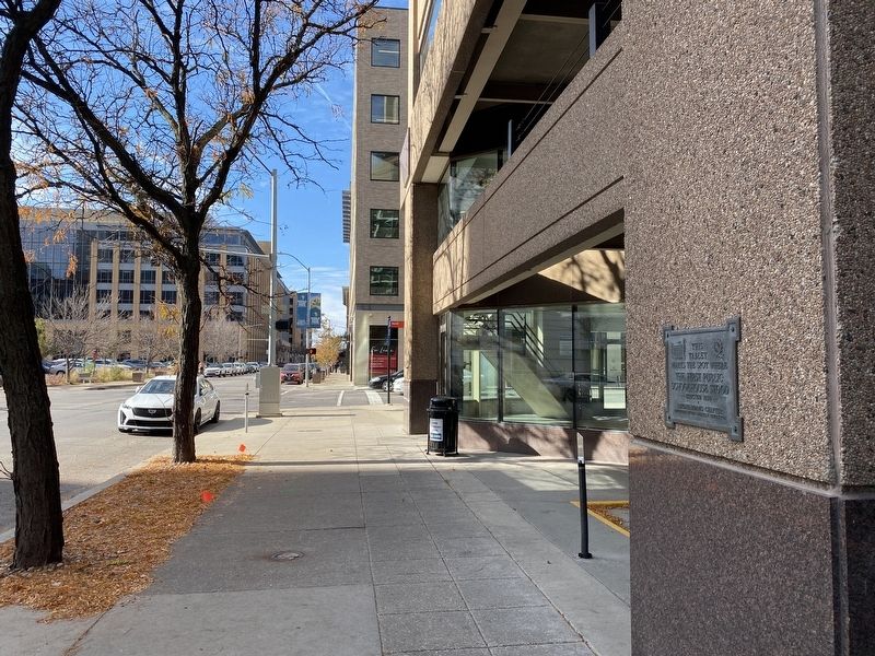 Where The First Public Schoolhouse Stood Marker, from the east image. Click for full size.