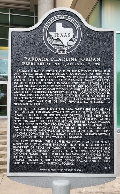Barbara Charline Jordan Marker image. Click for full size.