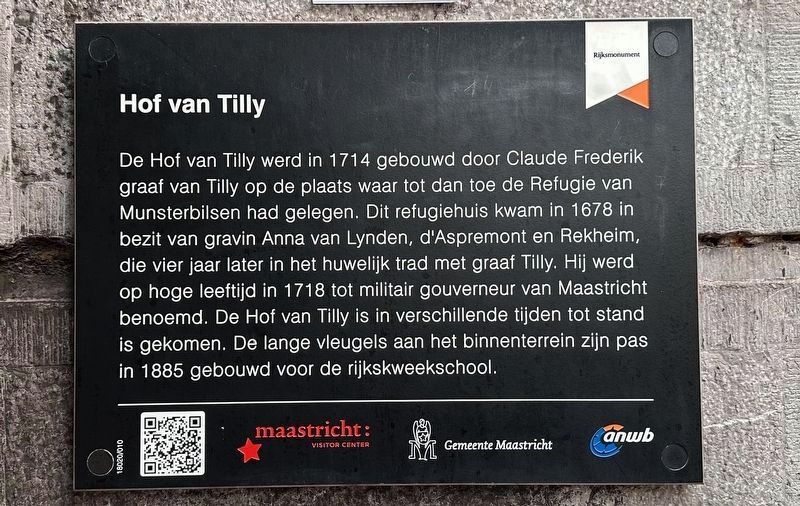 Hof van Tilly / Van Tilly City Palace Marker image. Click for full size.