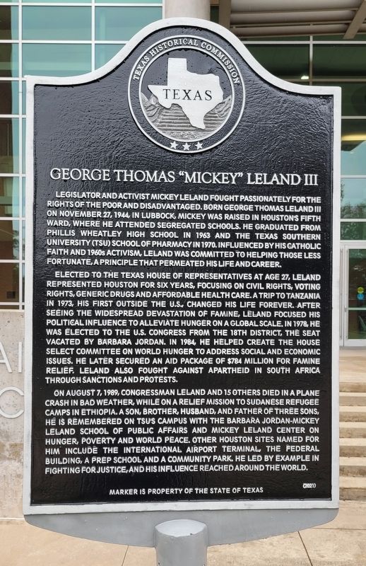 George Thomas "Mickey" Leland III Marker image. Click for full size.
