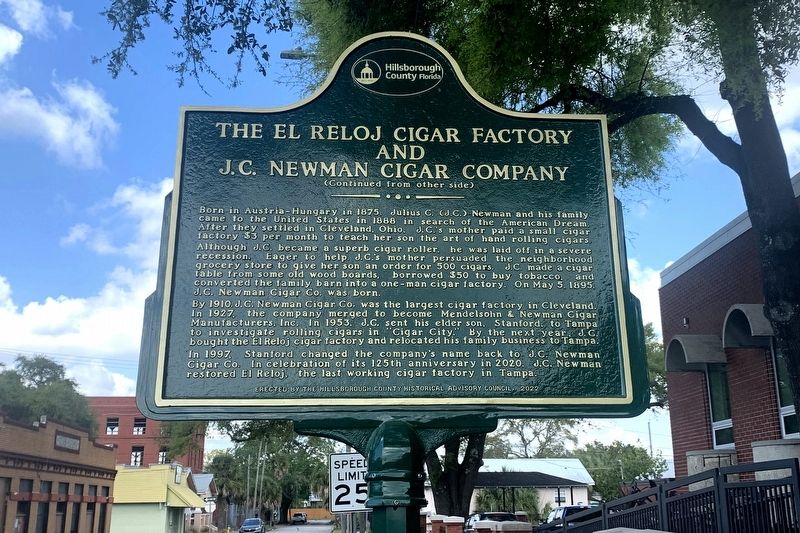 The El Reloj Cigar Factory and J.C. Newman Cigar Company Marker Side 2 image. Click for full size.