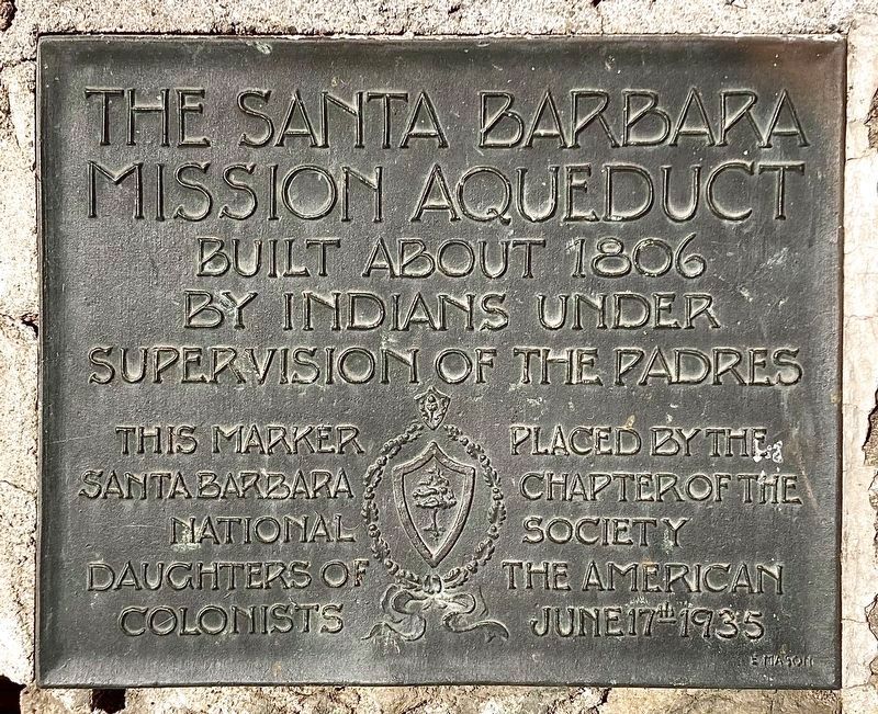 Santa Barbara Mission Aqueduct Marker image. Click for full size.