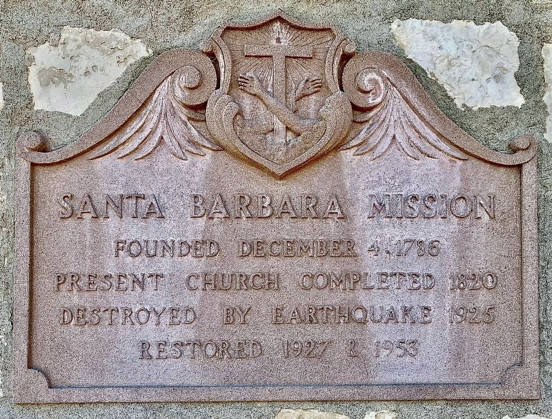 Santa Barbara Mission Marker. Click for full size. Santa Barbara Mission Marker image. Click for full size.