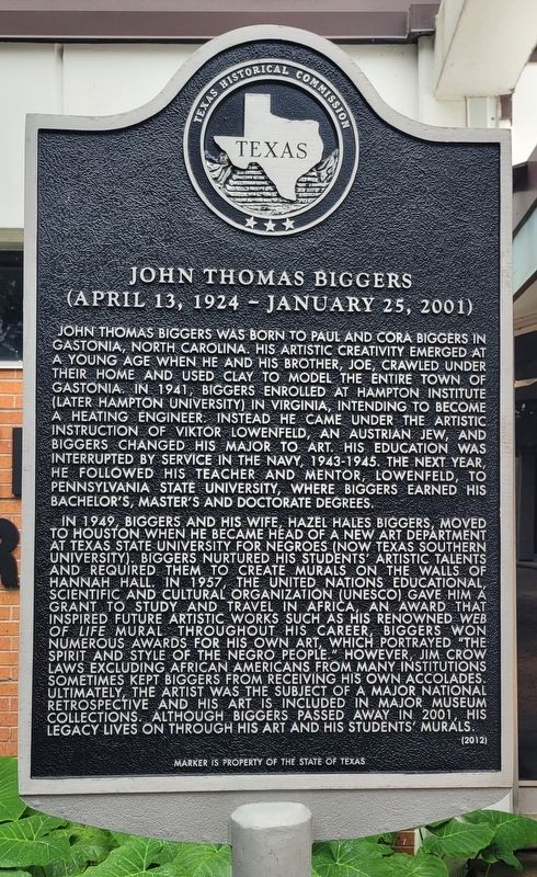 John Thomas Biggers Marker. Click for full size. John Thomas Biggers Marker image. Click for full size.