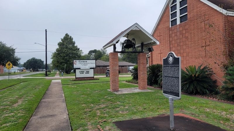 The view of he Genoa United Methodist Church and Marker from the sidewalk. Click for full size. The view of he Genoa United Methodist Church and Marker from the sidewalk image. Click for full size.