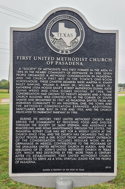First United Methodist Church of Pasadena Marker image. Click for full size.