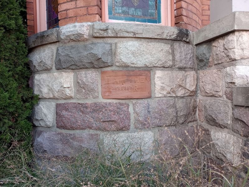 Saline Presbyterian Church Stone - "I am the door" image. Click for full size.