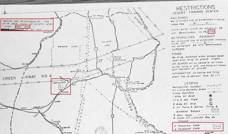 Army map showing Camp Clipper to the west and temporary camp (Essex) to the east image. Click for full size.
