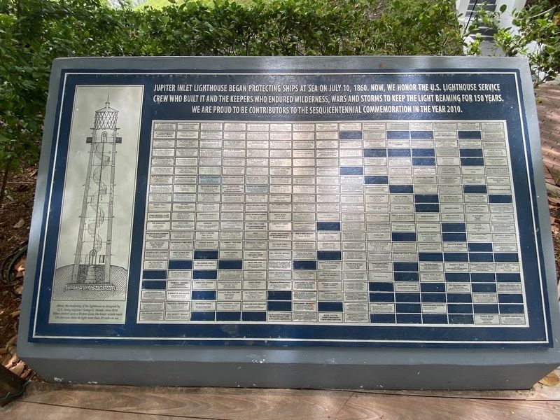 Jupiter Inlet Lighthouse began protecting ships at sea on July 10, 1860 Marker. Click for full size. Jupiter Inlet Lighthouse began protecting ships at sea on July 10, 1860 Marker image. Click for full size.