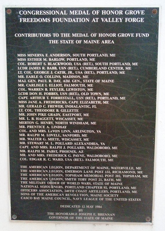 Maine Medal of Honor Recipients Sponsor Marker image. Click for full size.