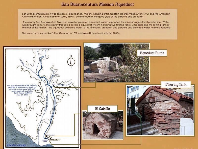 San Buenaventura Mission Aqueduct Marker image. Click for full size.