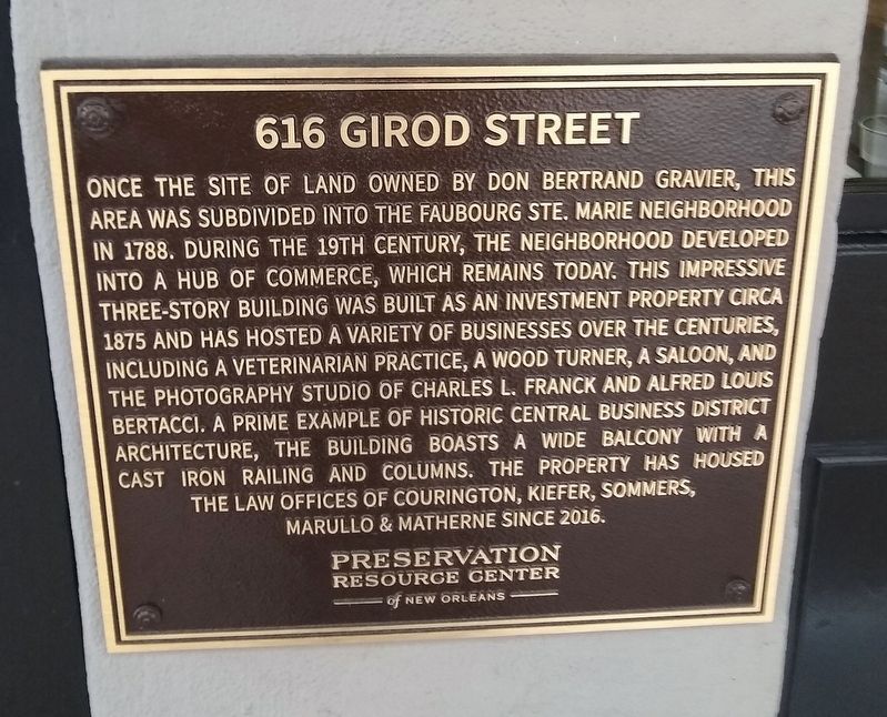616 Girod Street Marker image. Click for full size.