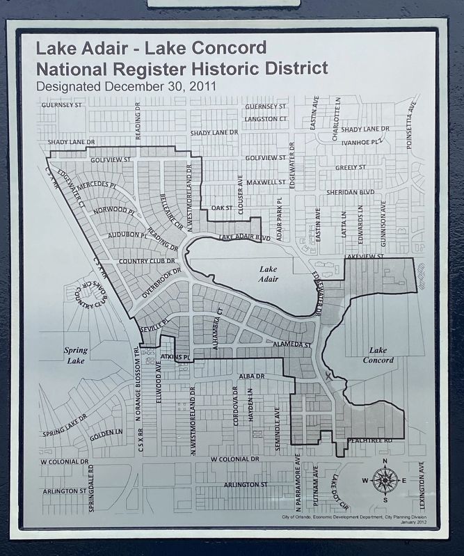 Lake Adair~Lake Concord Historic District Marker image. Click for full size.
