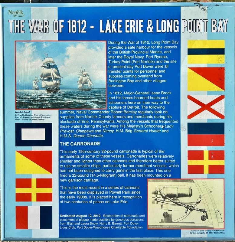 The War of 1812 - Lake Erie & Long Point Bay Marker image. Click for full size.