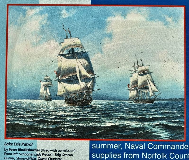 The War of 1812 - Lake Erie & Long Point Bay marker photo detail (top left) image. Click for full size.