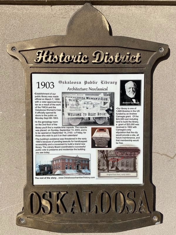 Oskaloosa Public Library Marker image. Click for full size.