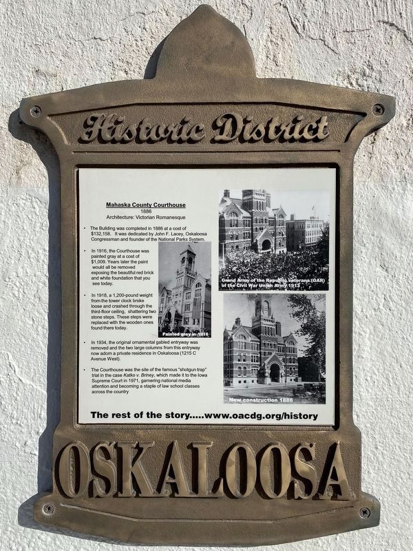 Mahaska County Courthouse Marker image. Click for full size.