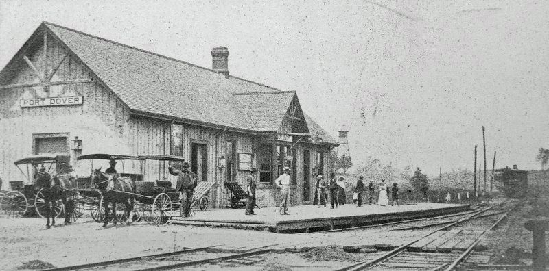 Marker detail: The Port Dover Train Station<br>Summer 1906 image. Click for full size.