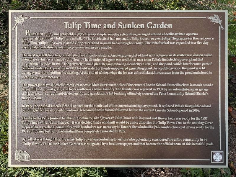 Tulip Time and Sunken Garden Marker image. Click for full size.