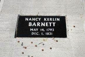 Nancy Kerlin Barnett plaque embedded in concrete. Click for full size. Nancy Kerlin Barnett plaque embedded in concrete image. Click for full size.