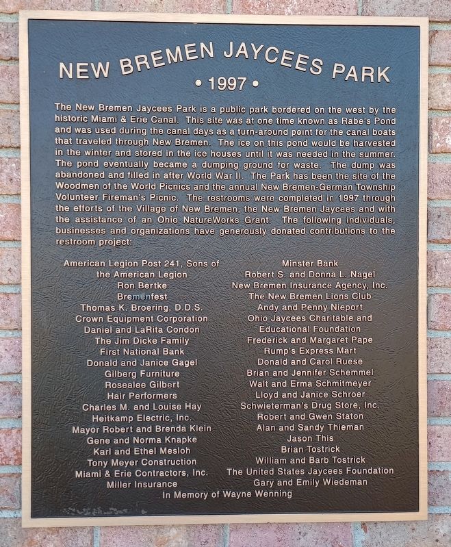 New Bremen Jaycees Park Marker image. Click for full size.