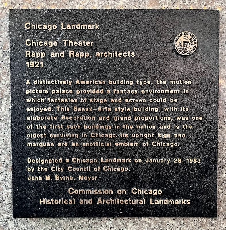 Chicago Theater Marker image. Click for full size.