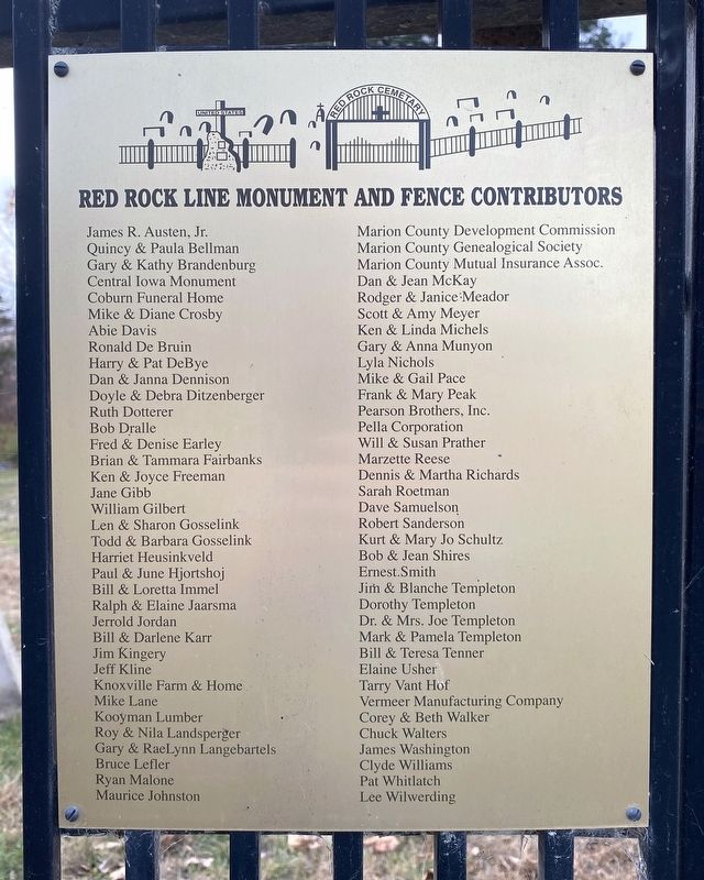Red Rock Line Monument and Fence Contributors Marker image. Click for full size.