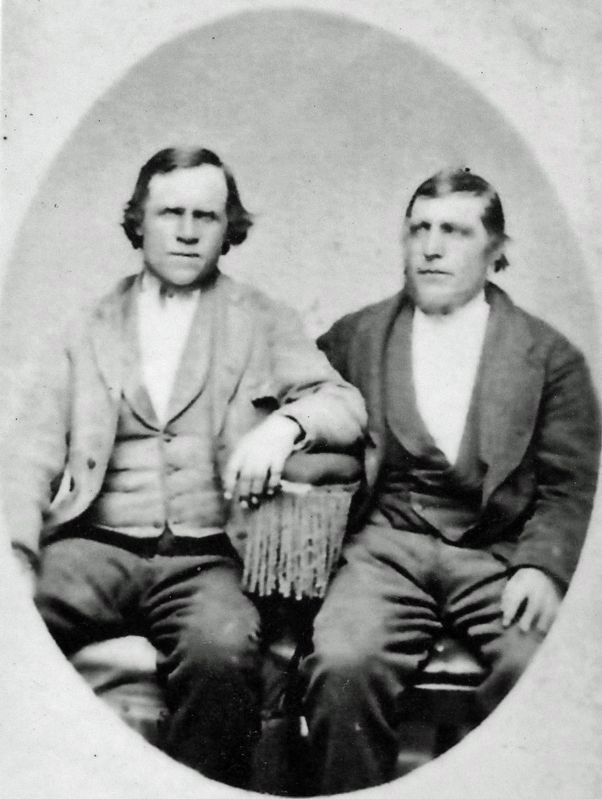 Marker detail: Ole Padderud and Hans Eriksen in Rochester, Minnesota, 1874 image. Click for full size.