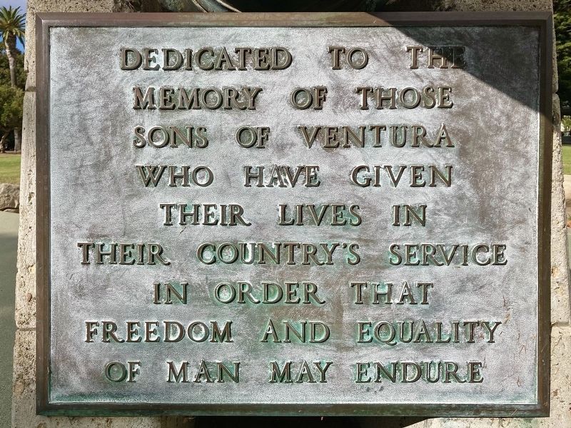 Ventura Veterans Memorial Marker. Click for full size. Ventura Veterans Memorial Marker image. Click for full size.