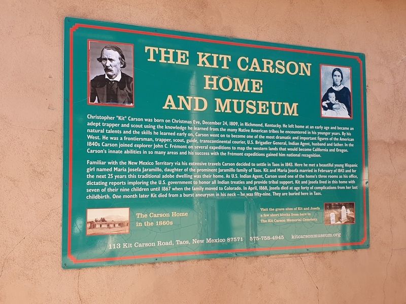 The Kit Carson Home and Museum Marker image. Click for full size.