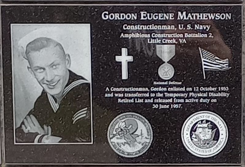 Gordon Eugene Mathewson Marker image. Click for full size.