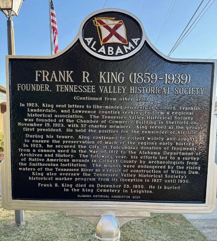 Frank R. King (1859-1939) Marker - Reverse Side image. Click for full size.