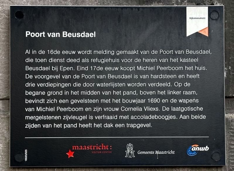Poort van Beusdael / Van Beusdael Gate Marker image. Click for full size.
